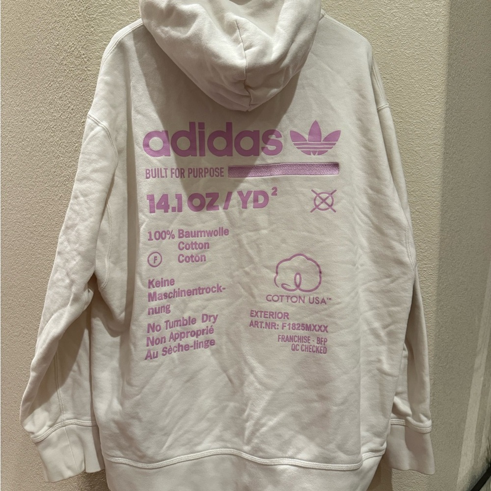 Adidas White embroidered Hoodie